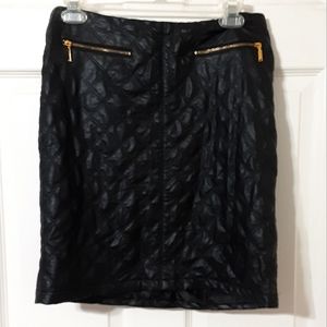 Carmen Marc Valvo Quilted Faux Leather Skirt